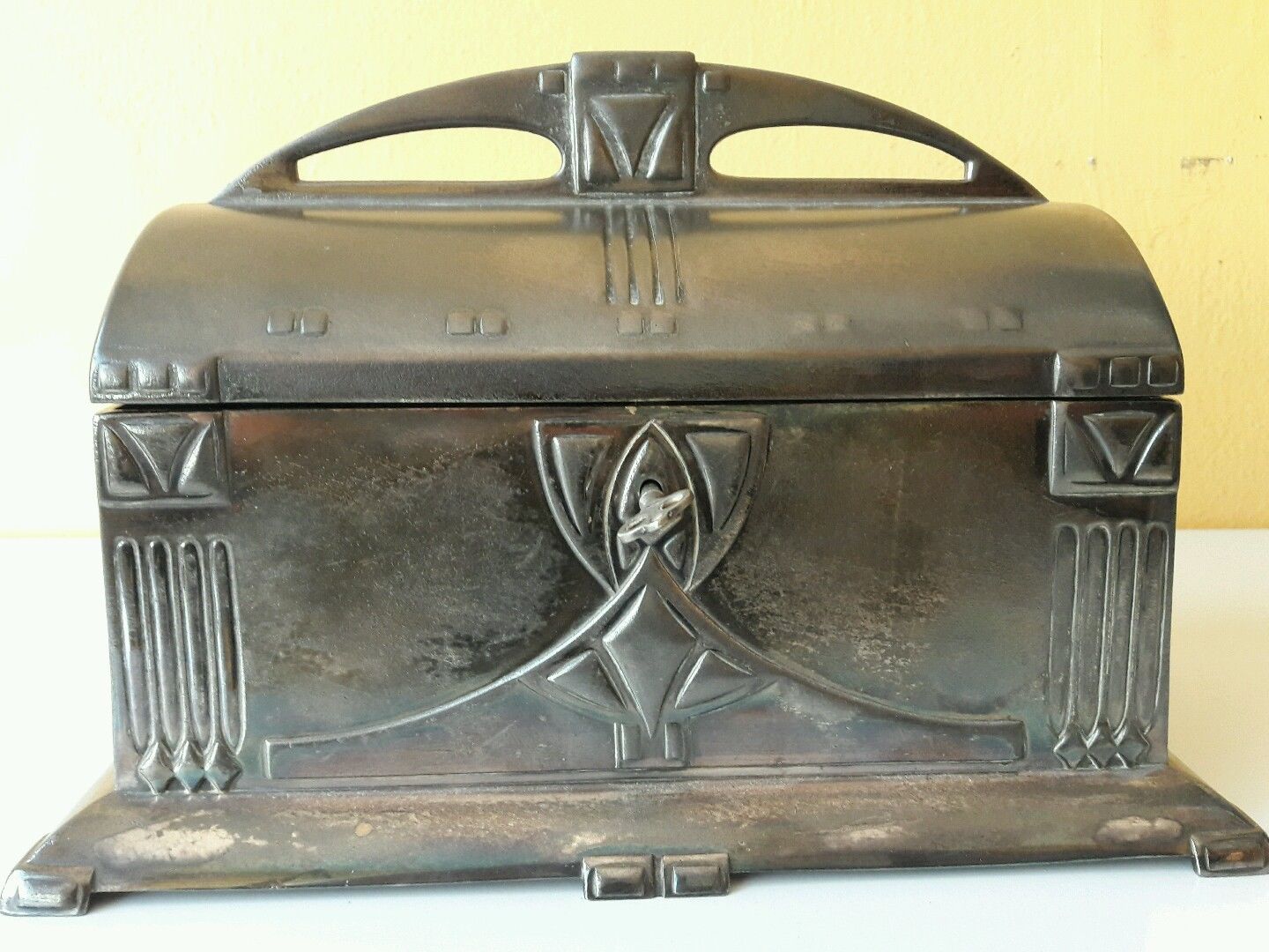 Antique Original 1900 Pewter Art Nouveau Secessionist WMF Jewelry Box