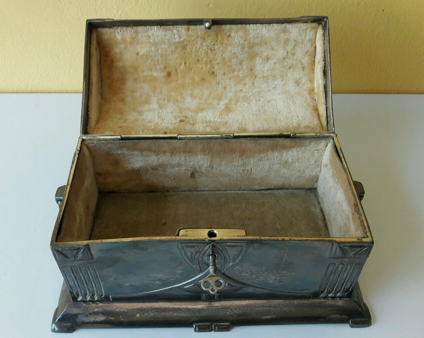 Antique Original 1900 Pewter Art Nouveau Secessionist WMF Jewelry Box