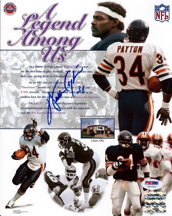 WALTER PAYTON AUTHENTIC AUTOGRAPHED SIGNED 8X10 PHOTO CHICAGO BEARS PSA/DNA