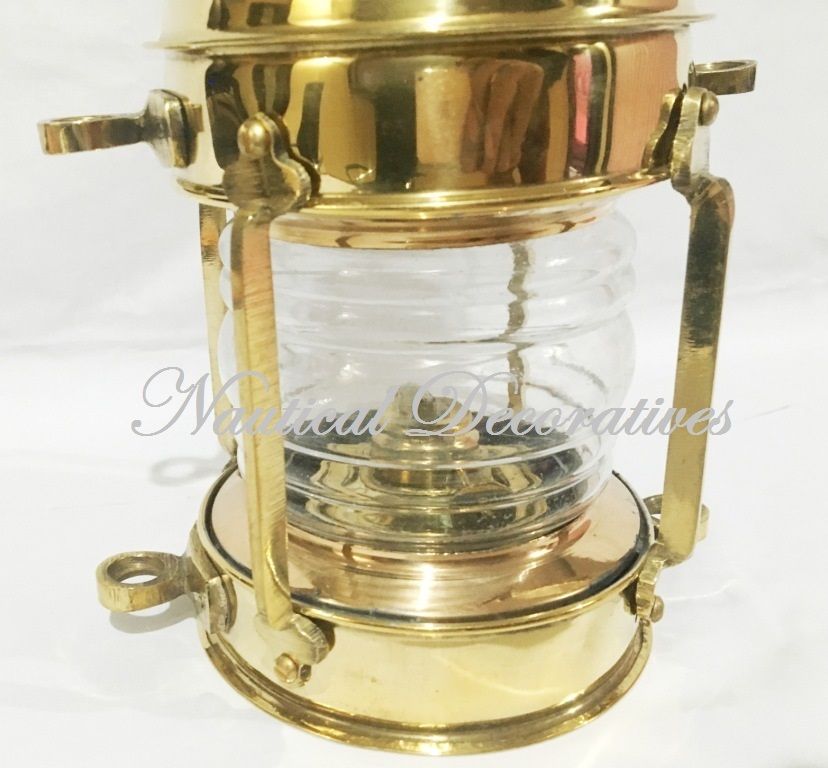 Brass Anchor Oil Lamp ~ Nautical Maritime Ship Lantern 10"