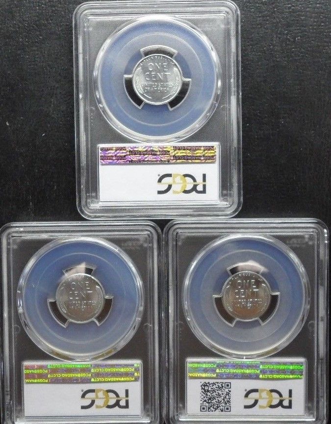 1943 P/D/S  LINCOLN CENT PCGS  MS66  3- COIN SET