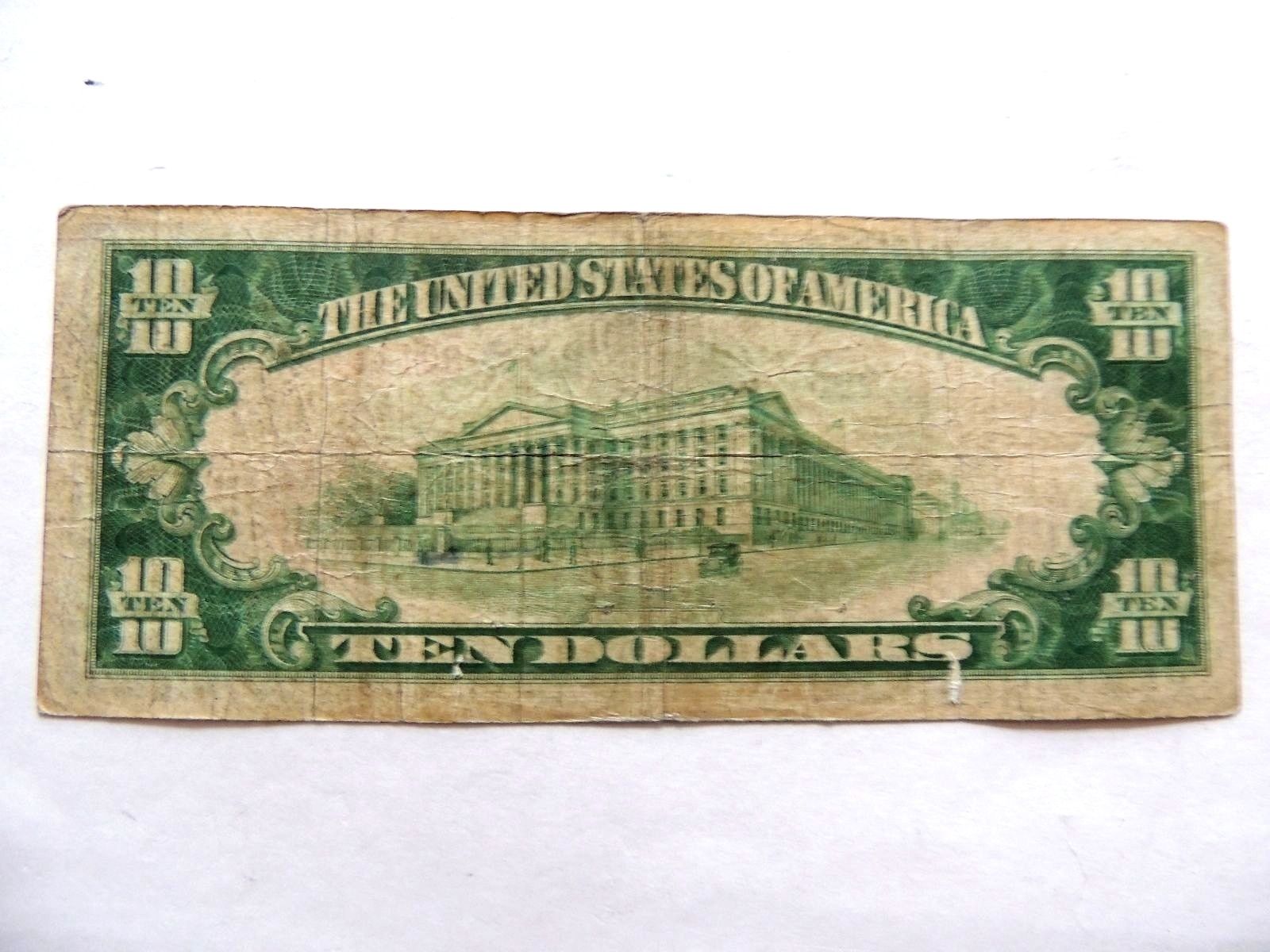 1929 Ten Dollar National Currency Federal Reserve Bank Of New York Note