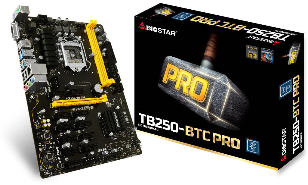 BIOSTAR TB250-BTC PRO LGA 1151 12 GPU SUPPORT ETH ZEC 3 YEAR WARRANTY