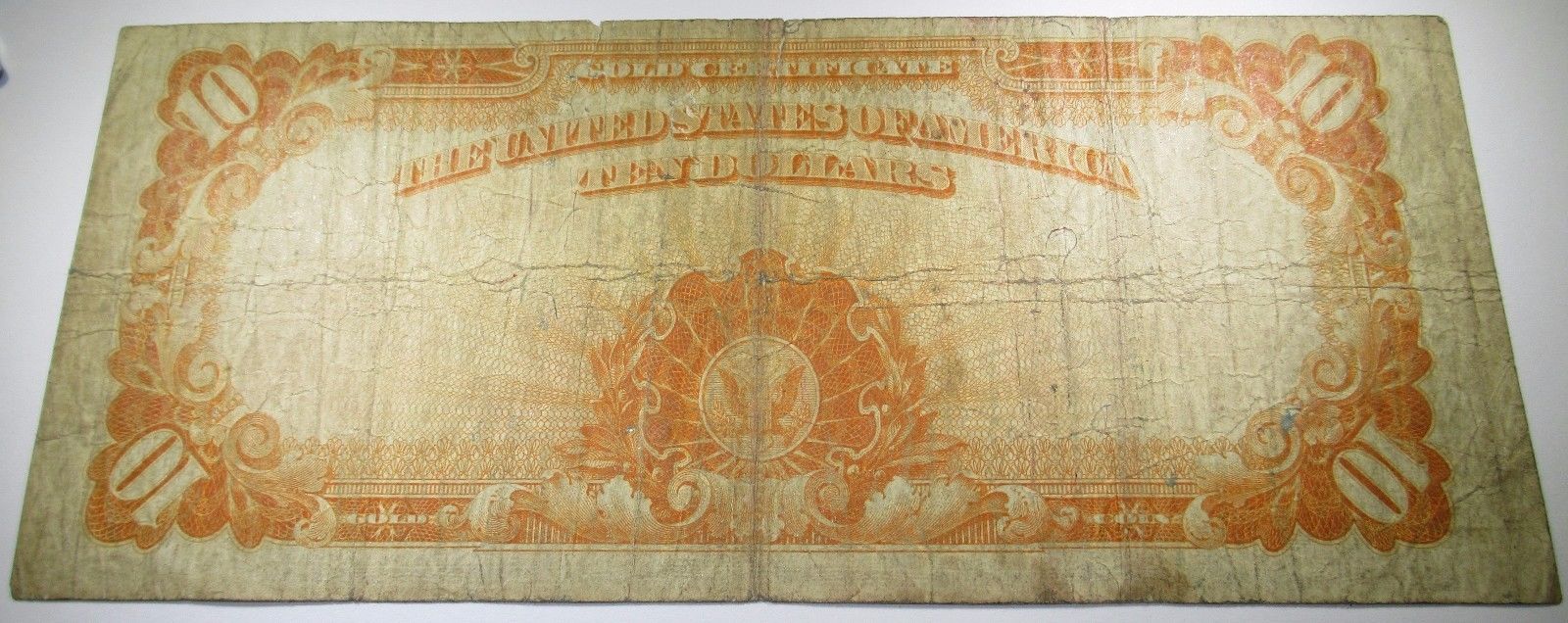 1922 US $10 Gold Certificate Bill Note Antique U.S. Dollar Currency USA Money