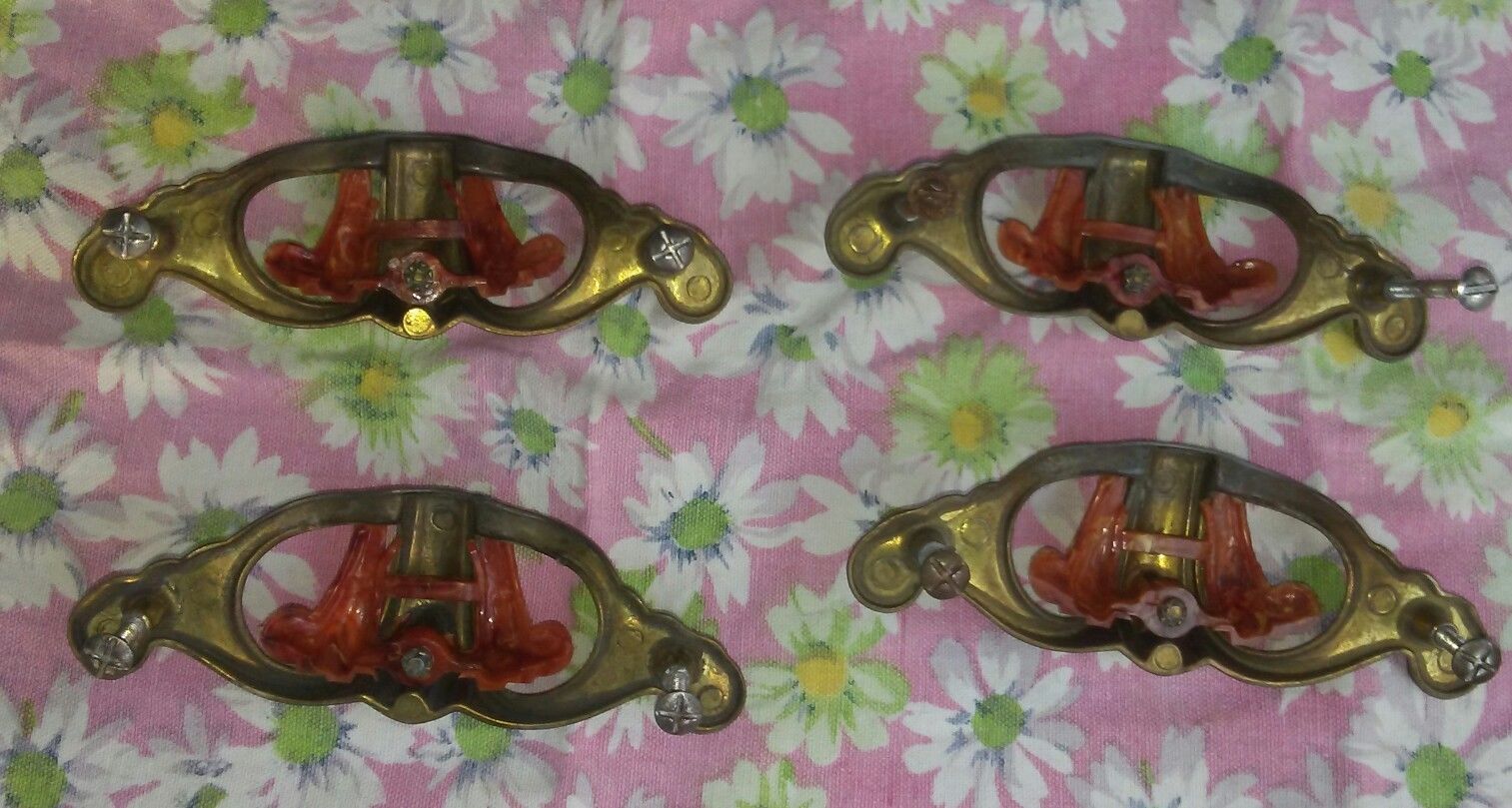 vtg bakelite fancy drawer pulls art deco set of 4