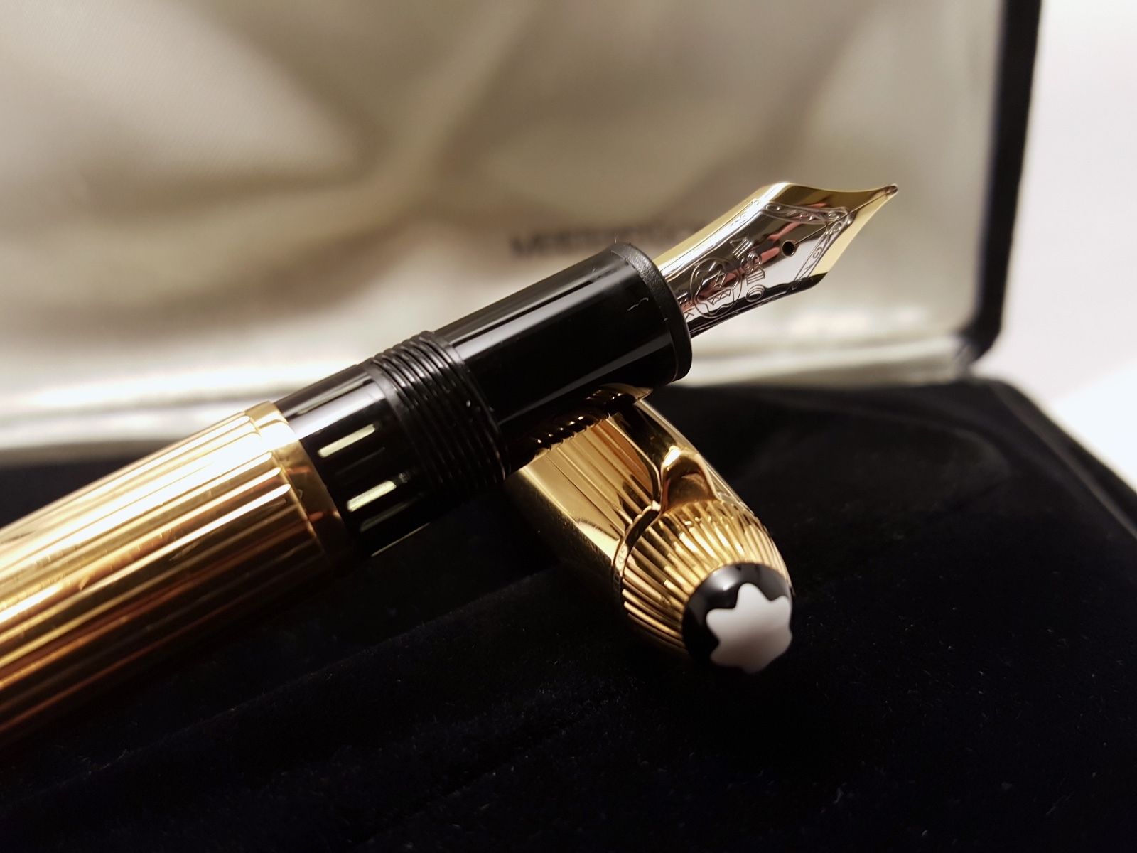 MONTBLANC Meisterstuck Solitaire 146 Sterling Silver 925 18K NIB Fountain Pen