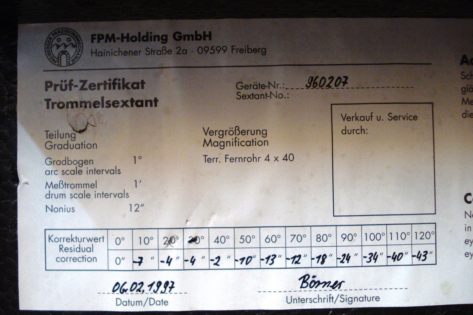 LATEST MODEL - FREIBERGER Marine Sextant - No. 960207 - Boat /Nautical /Maritime