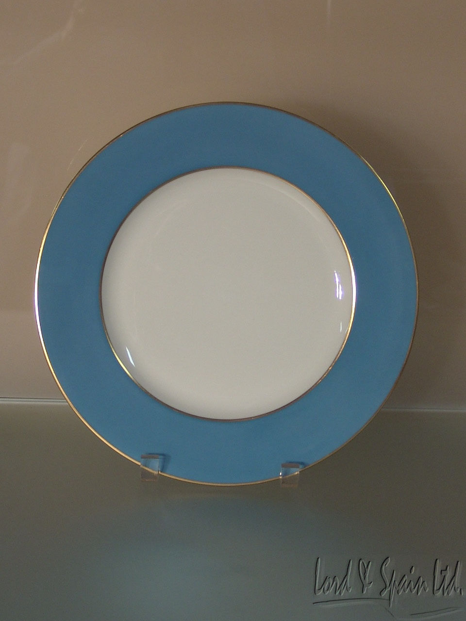 11 Vintage Lenox Porcelain Blue Rim 10 1/2" Dinner Plates-#046D