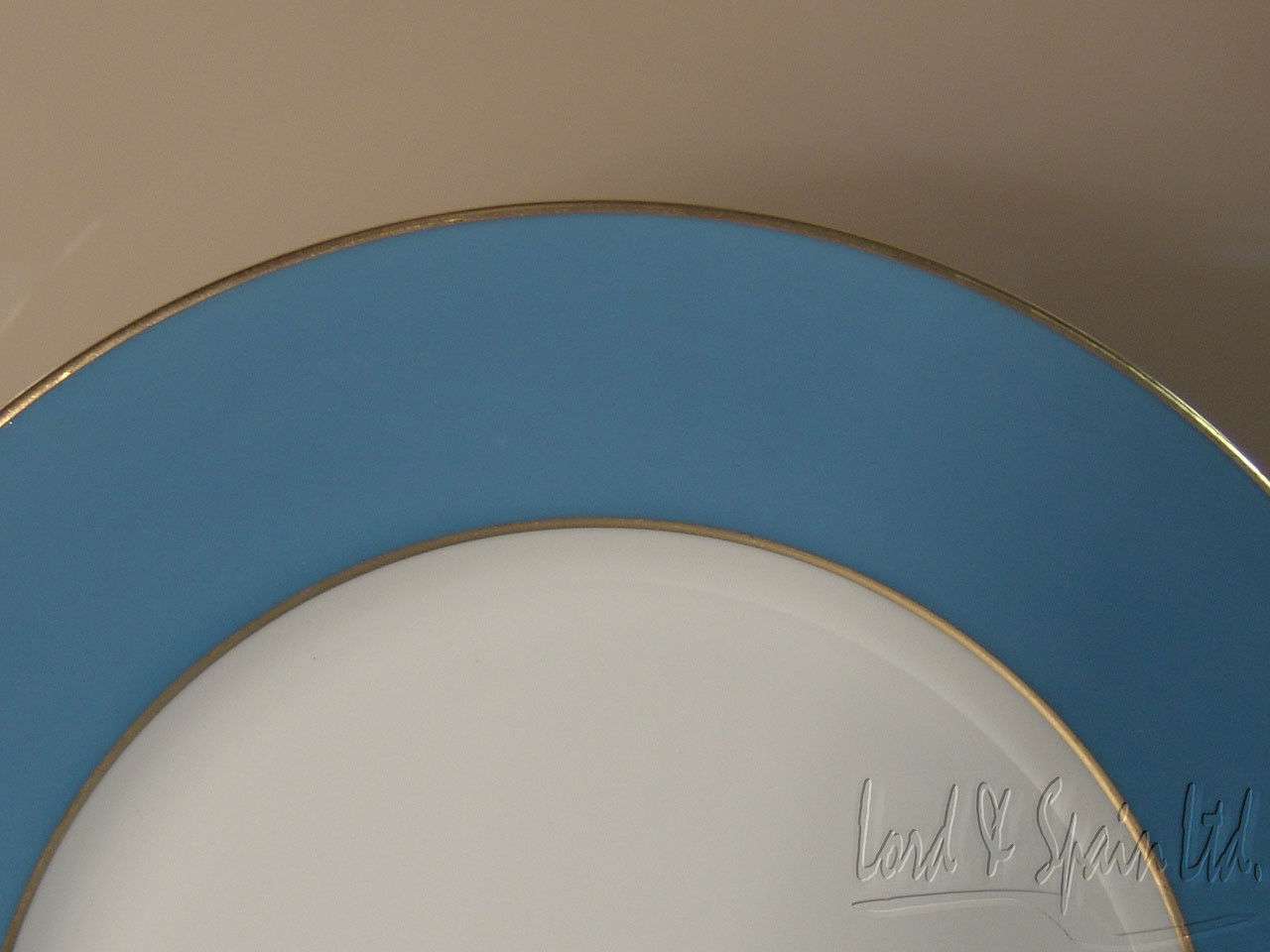 11 Vintage Lenox Porcelain Blue Rim 10 1/2" Dinner Plates-#046D