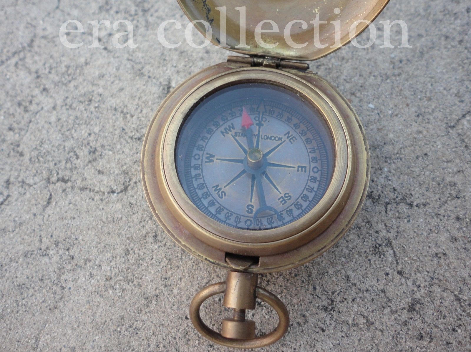 Nautical Antique Brass Vintage Handmade Push Button Compass Ship Instrument~Gift