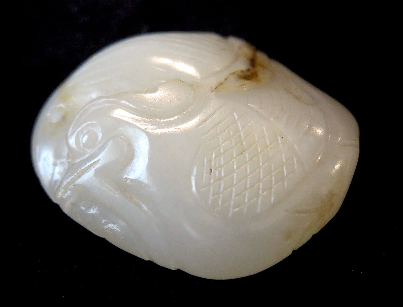 WHITE Jade Antique PENDANT SWAN Chinese 18th CENTURY