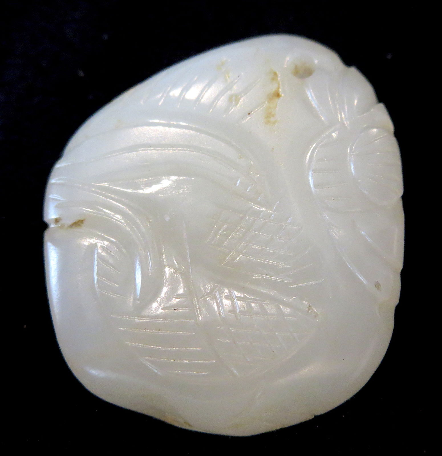 WHITE Jade Antique PENDANT SWAN Chinese 18th CENTURY