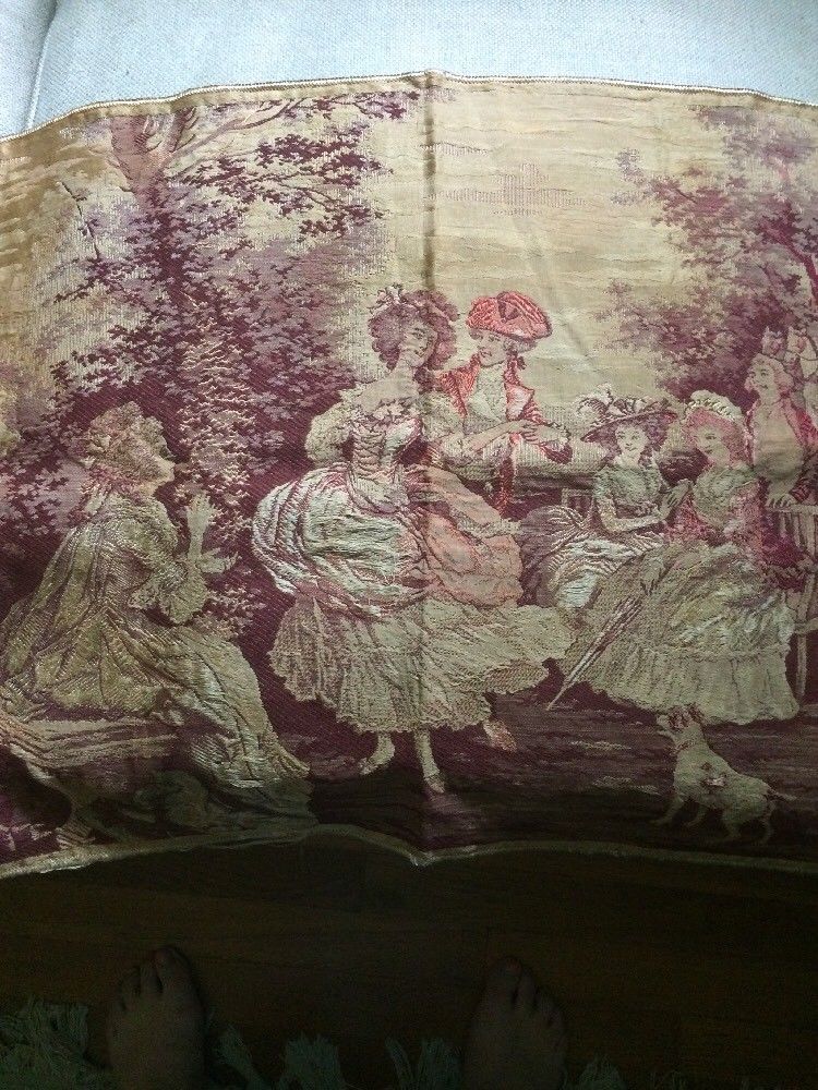 Antique French Tapestry Large 18 1/2" X 56"