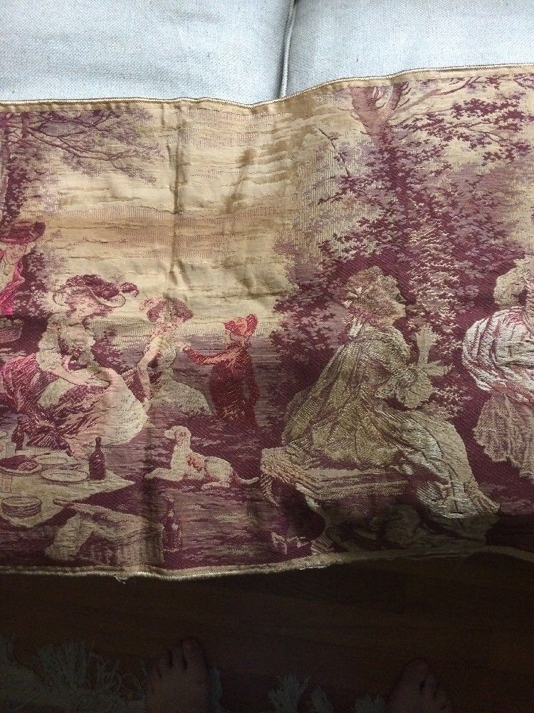 Antique French Tapestry Large 18 1/2" X 56"