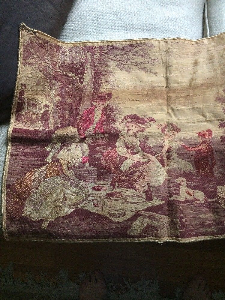 Antique French Tapestry Large 18 1/2" X 56"