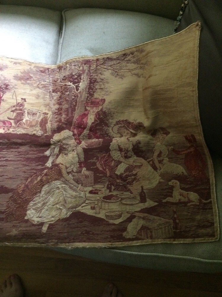 Antique French Tapestry Large 18 1/2" X 56"