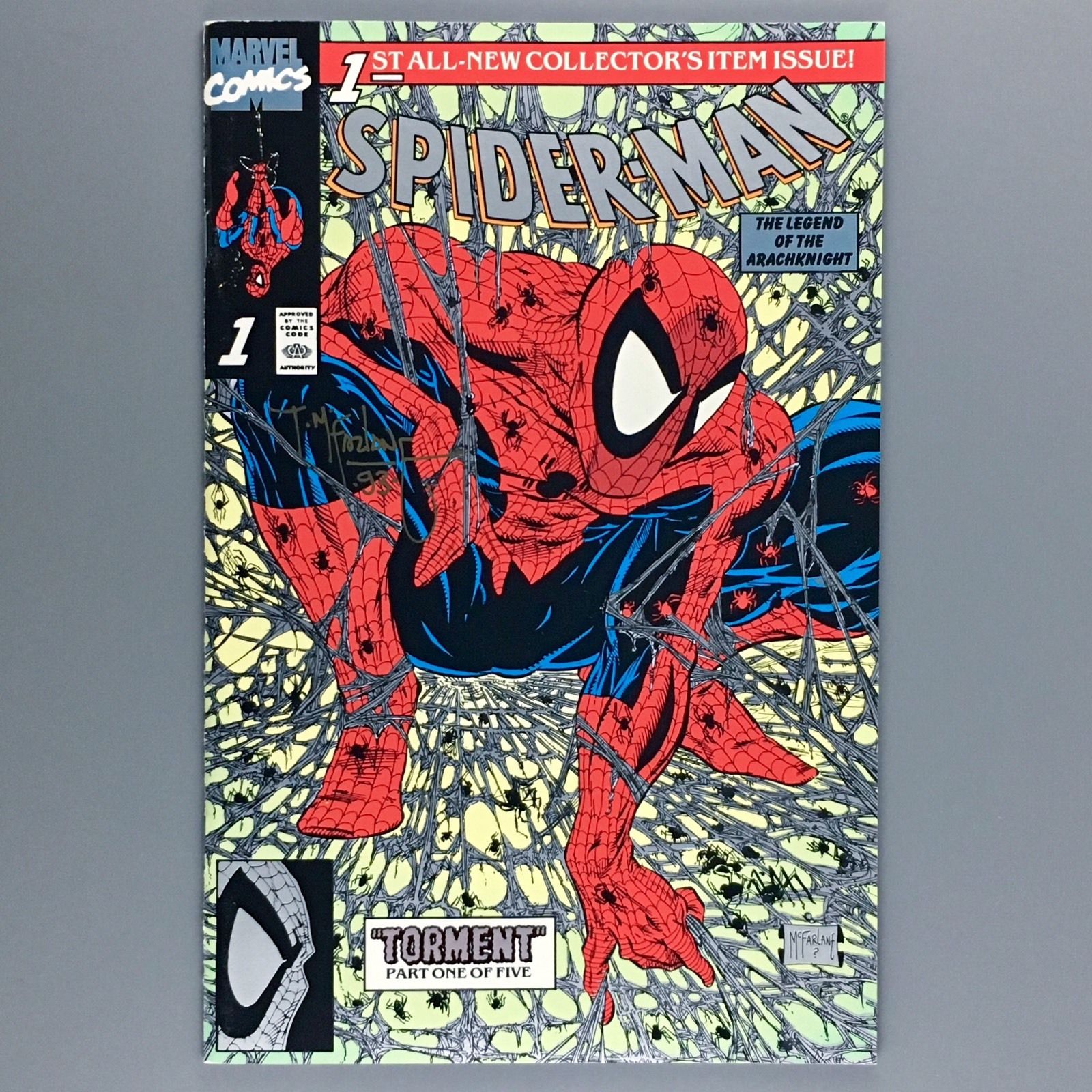 SPIDER-MAN #1 Todd McFarlane SIGNED PLATINUM Retailer Cover Variant RARE NM SDCC