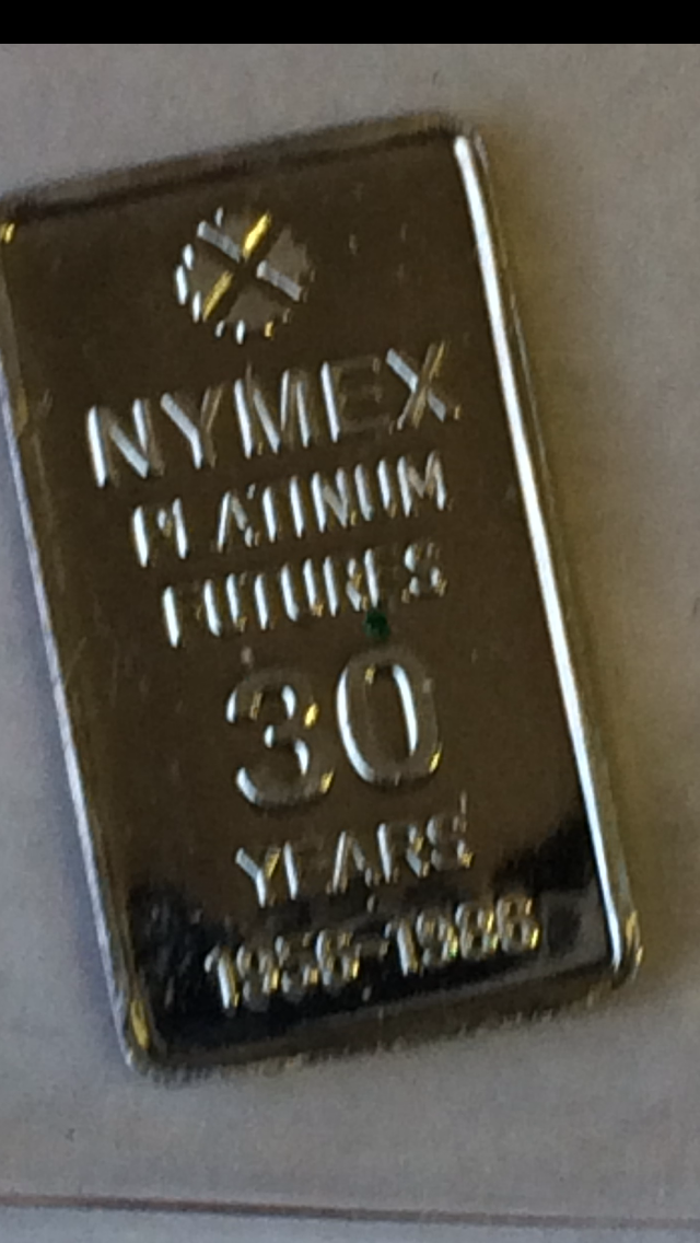 Engelhard 1 Gram Platinum made for Nymex 30 years Rare Bar Sealed