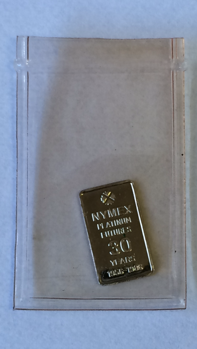 Engelhard 1 Gram Platinum made for Nymex 30 years Rare Bar Sealed