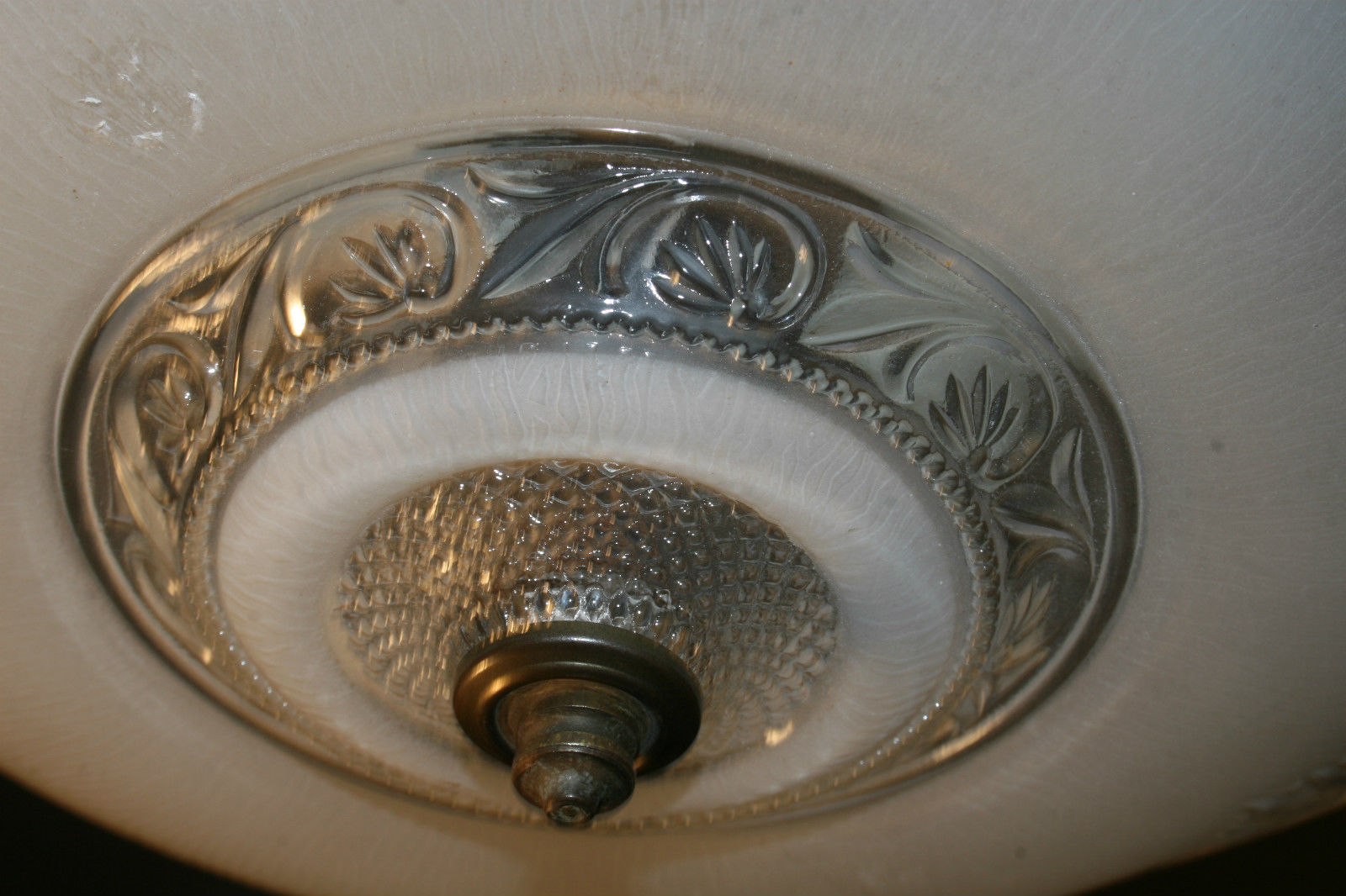 Antique vintage glass deco light fixture ceiling chandelier frosted