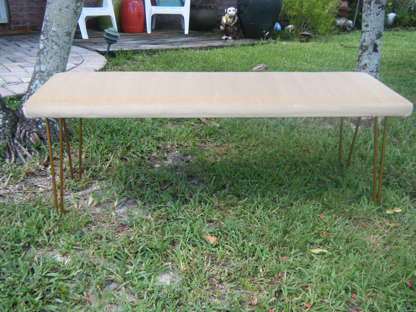 Vintage Mid Century Modern Hairpin Legs Long Bench