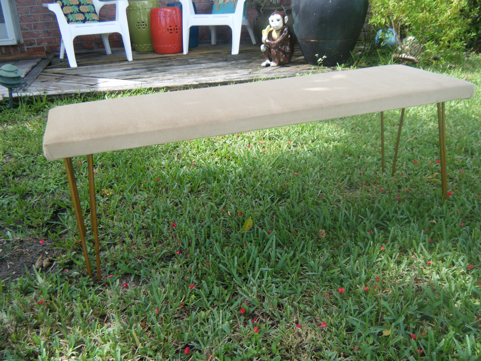 Vintage Mid Century Modern Hairpin Legs Long Bench