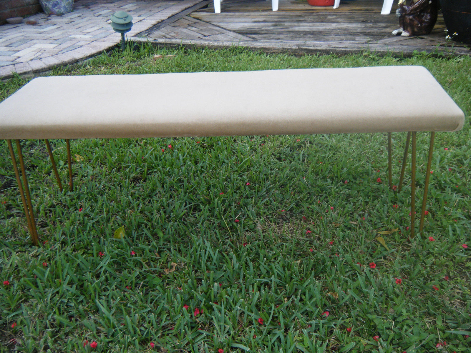 Vintage Mid Century Modern Hairpin Legs Long Bench