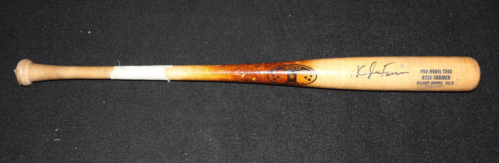 SIGNED AUTO GAME USED DODGERS KYLE FARMER BROKEN BASEBALL TRINITY BAT COMPANY CO