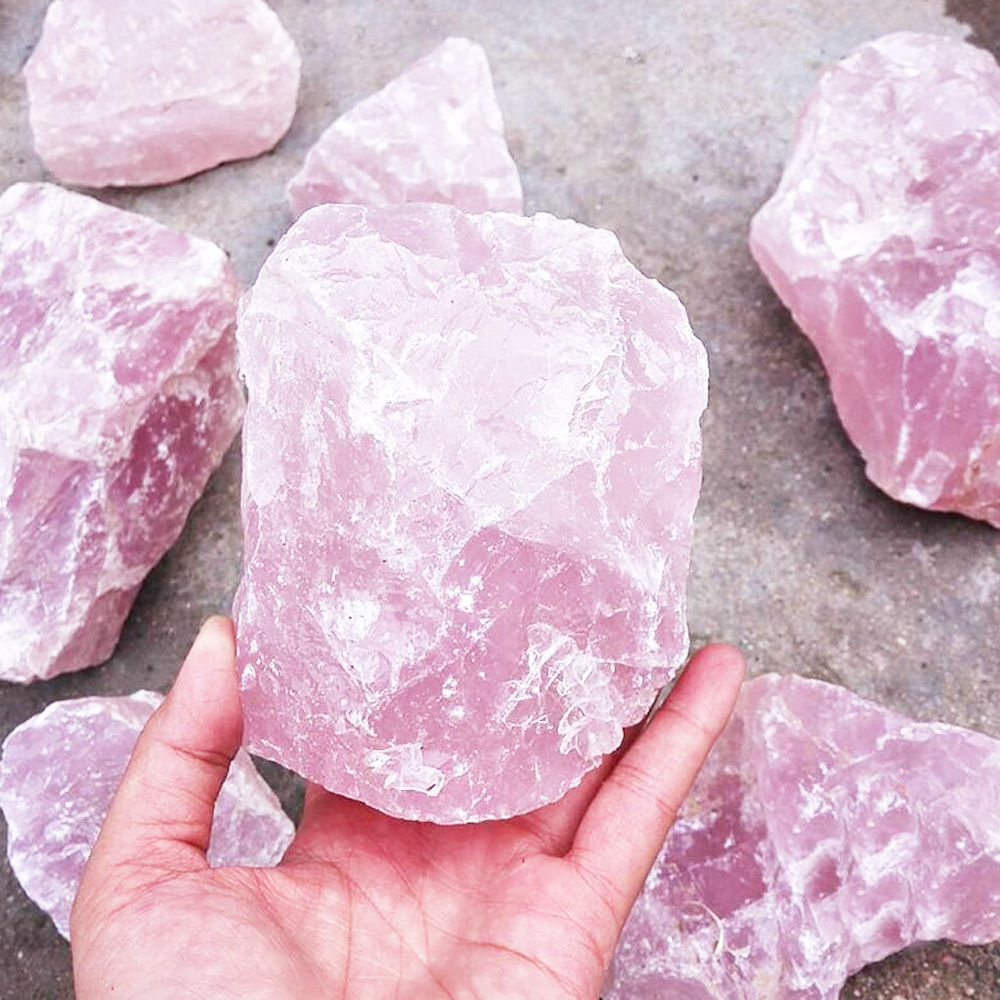 1Pc Natural Pink Quartz Crystal Stone Rock Mineral Specimen Healing Collectible