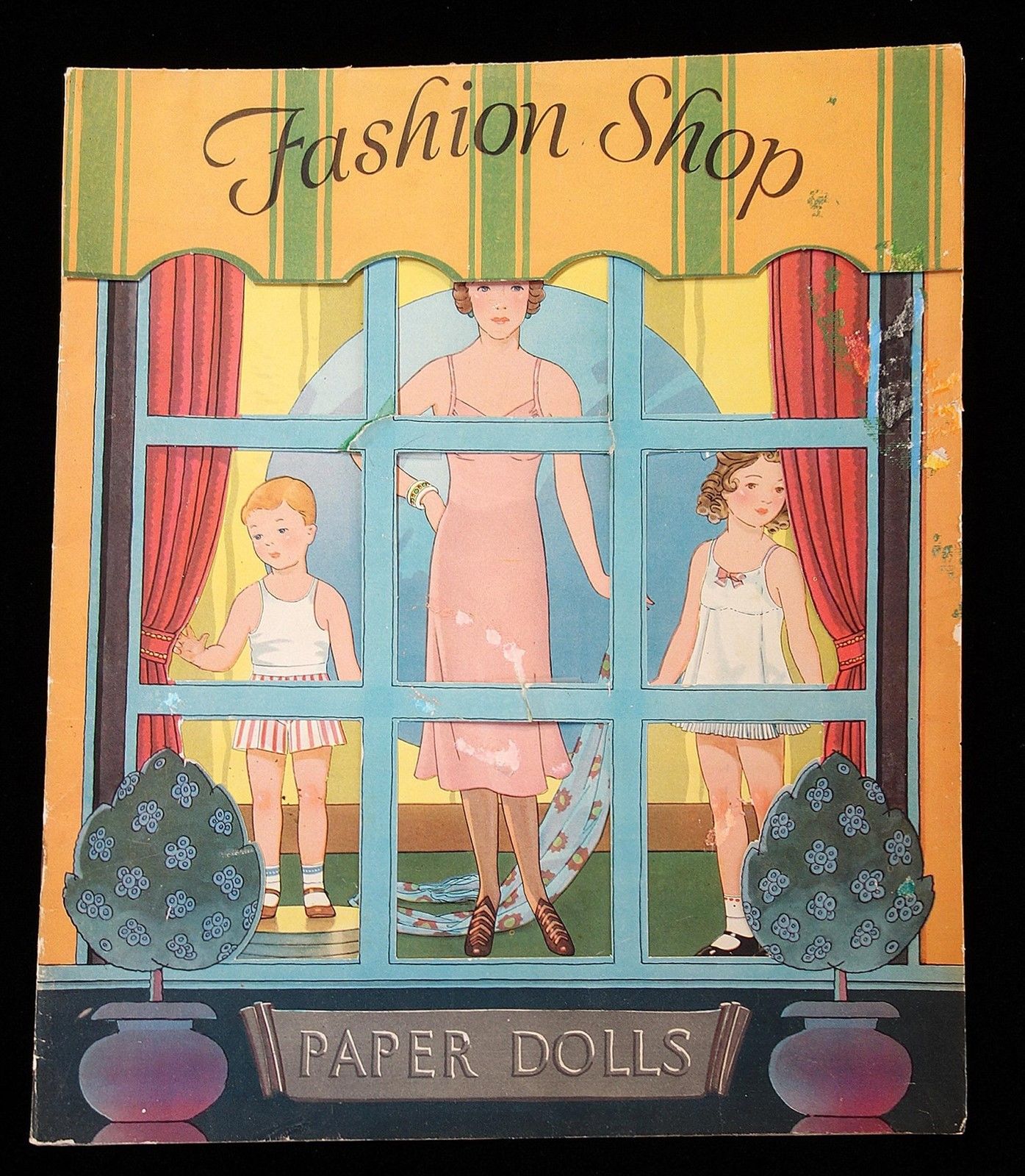 Un-Cut Paper Doll Book - Fashion Shop Paper Dolls Saalfield 1938 Art Deco