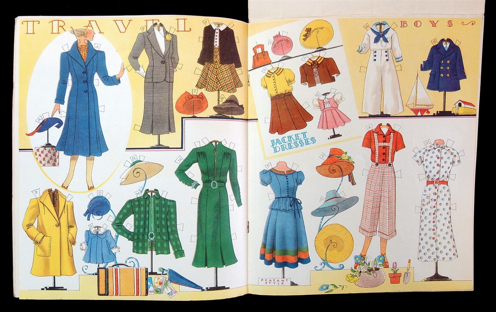 Un-Cut Paper Doll Book - Fashion Shop Paper Dolls Saalfield 1938 Art Deco