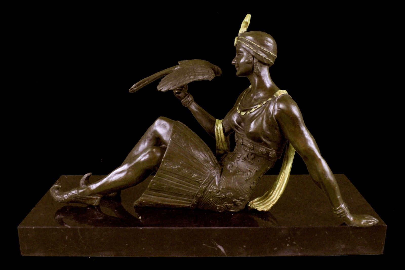 Sculpture Statue Sultan Girl by Joe Descomps Figurine on Marble Base Figure Han