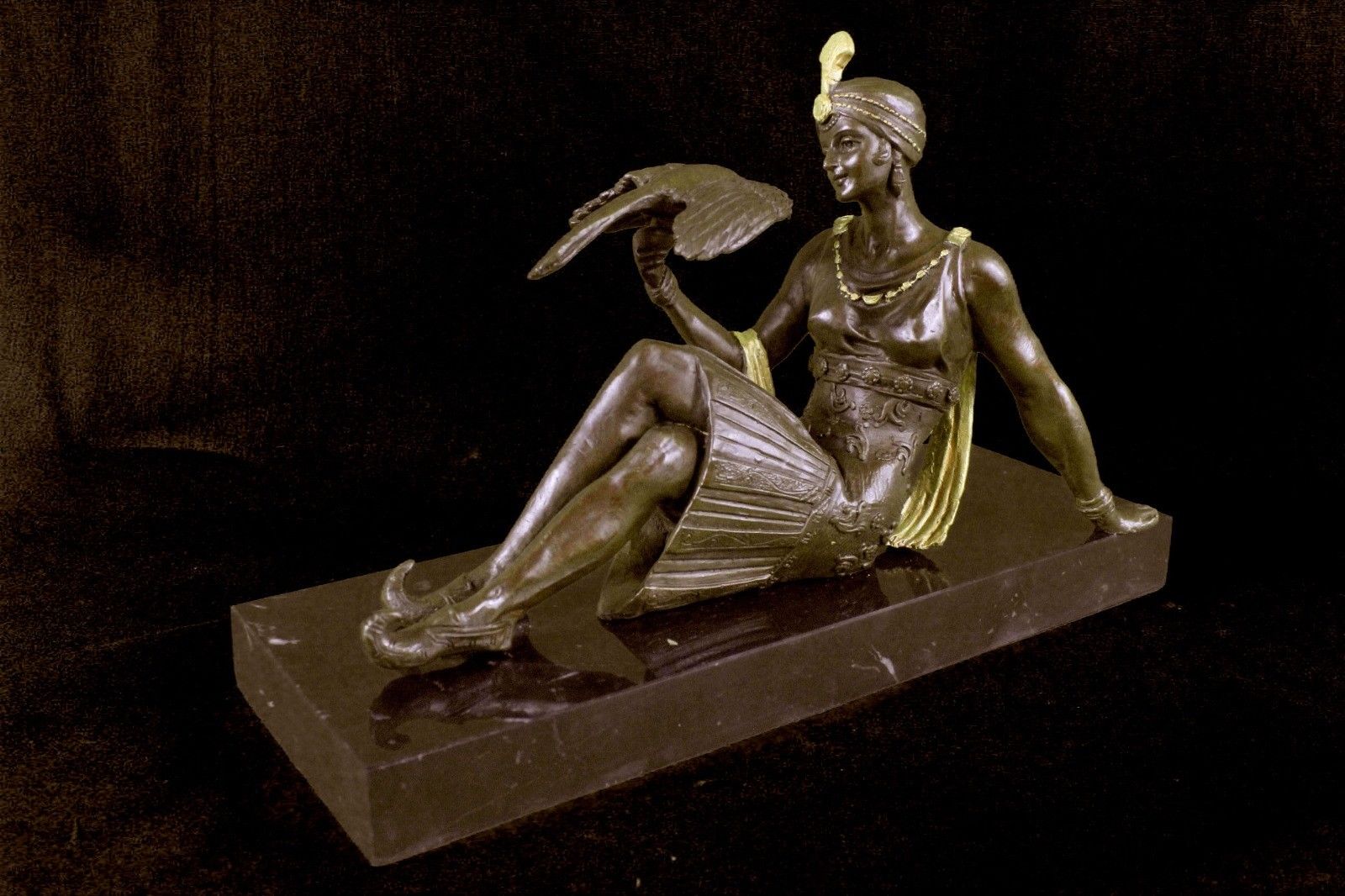 Sculpture Statue Sultan Girl by Joe Descomps Figurine on Marble Base Figure Han