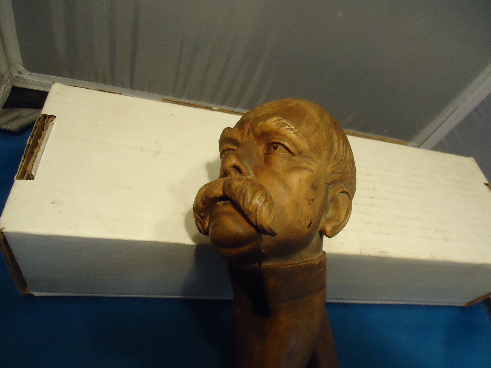 Antique Hand carved nutcracker figure bust  german man wood vtg folk art