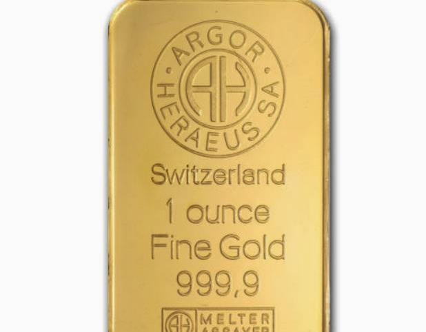 1 oz Gold Argor Heraeus .9999 Gold Bar in Sealed Assay Card #A314