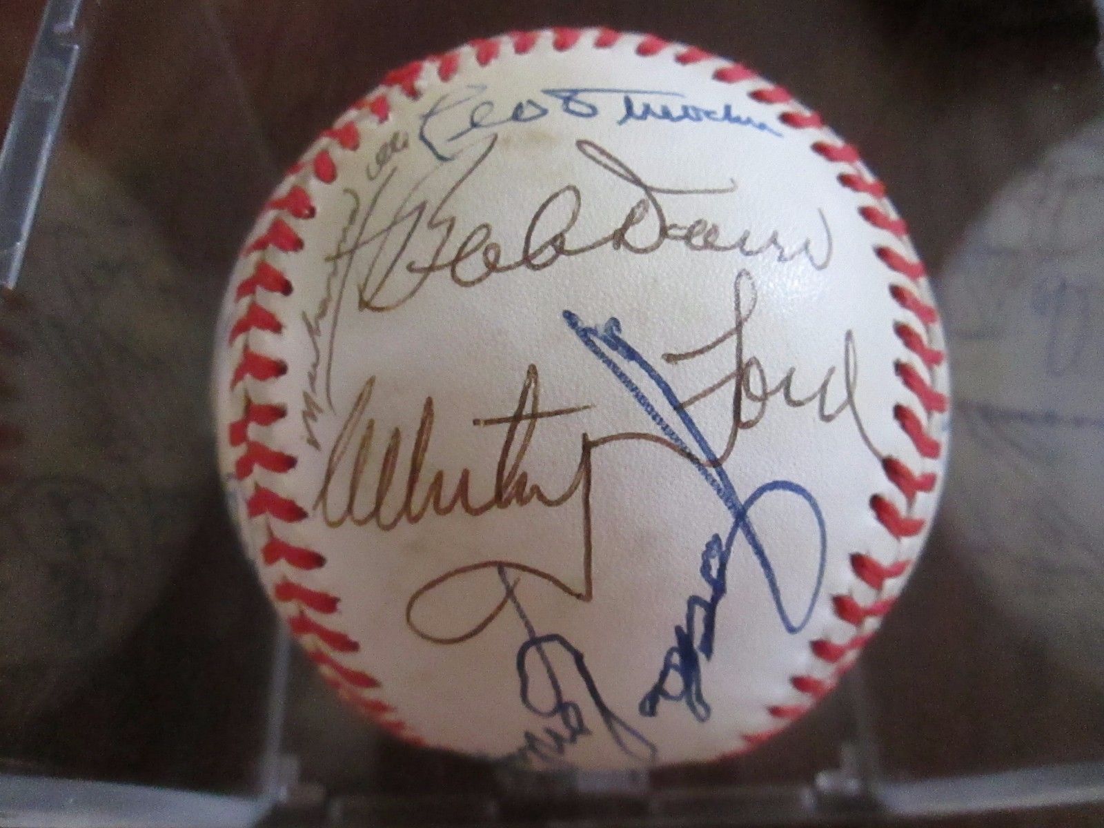 MICKEY MANTLE JOE DIMAGGIO MUHAMMAD ALI AUTOGRAPHED BASEBALL WOW! PLEASE READ