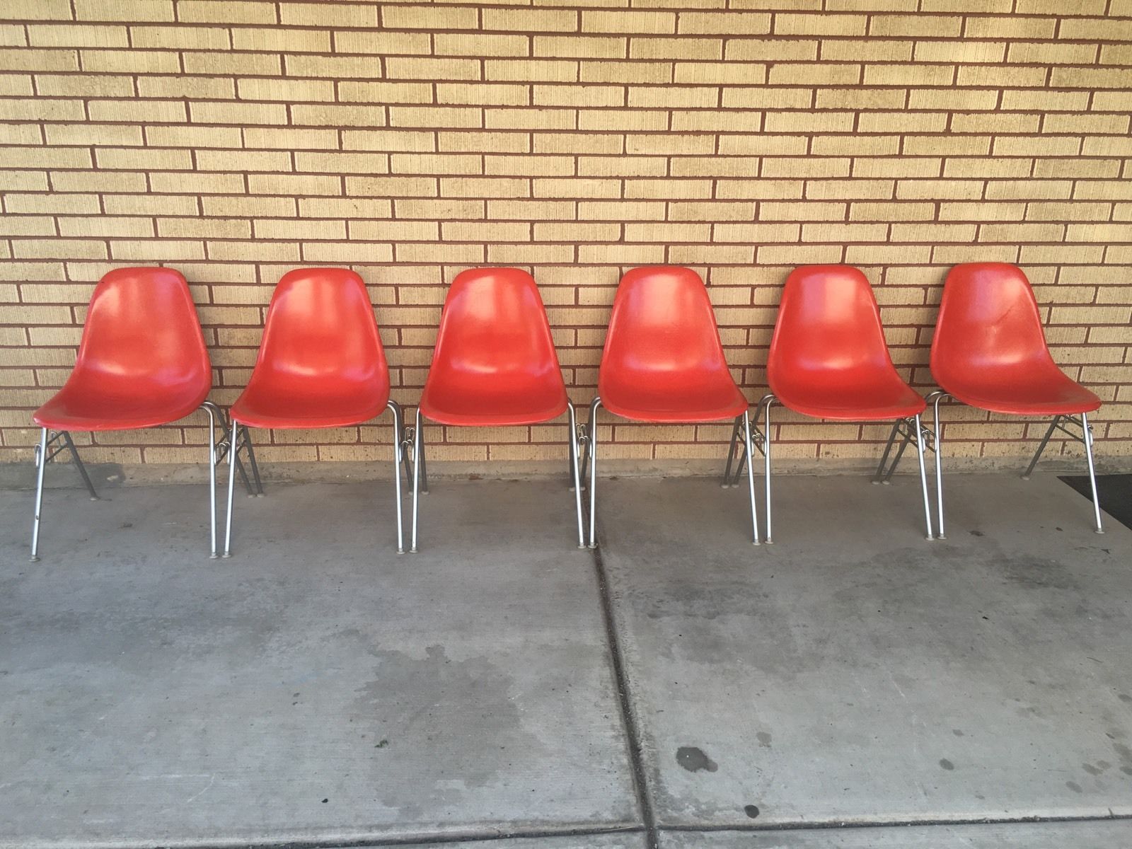 Original Red Herman Miller Fiberglass Side Shell Chair By Charles Eames