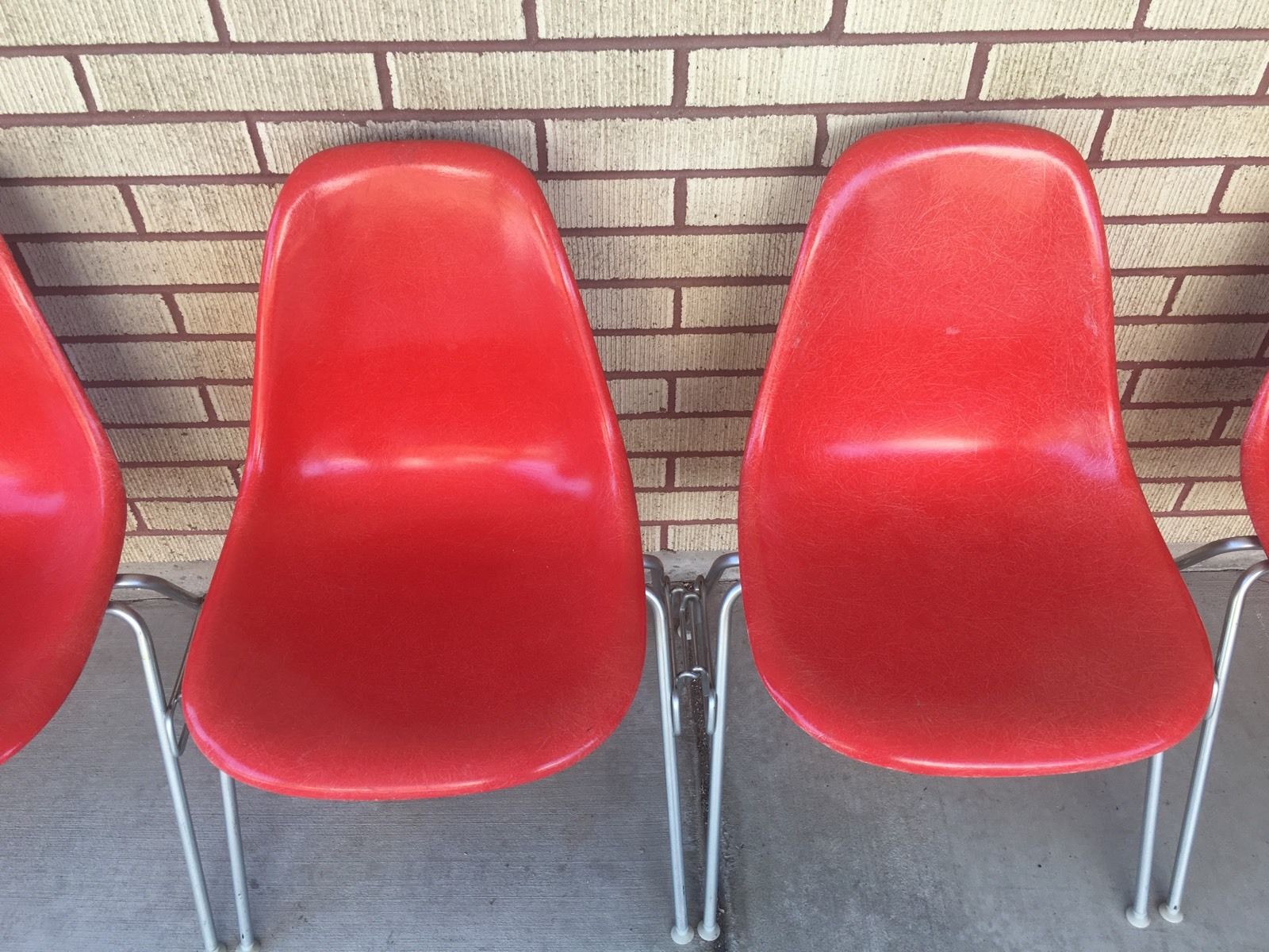 Original Red Herman Miller Fiberglass Side Shell Chair By Charles Eames