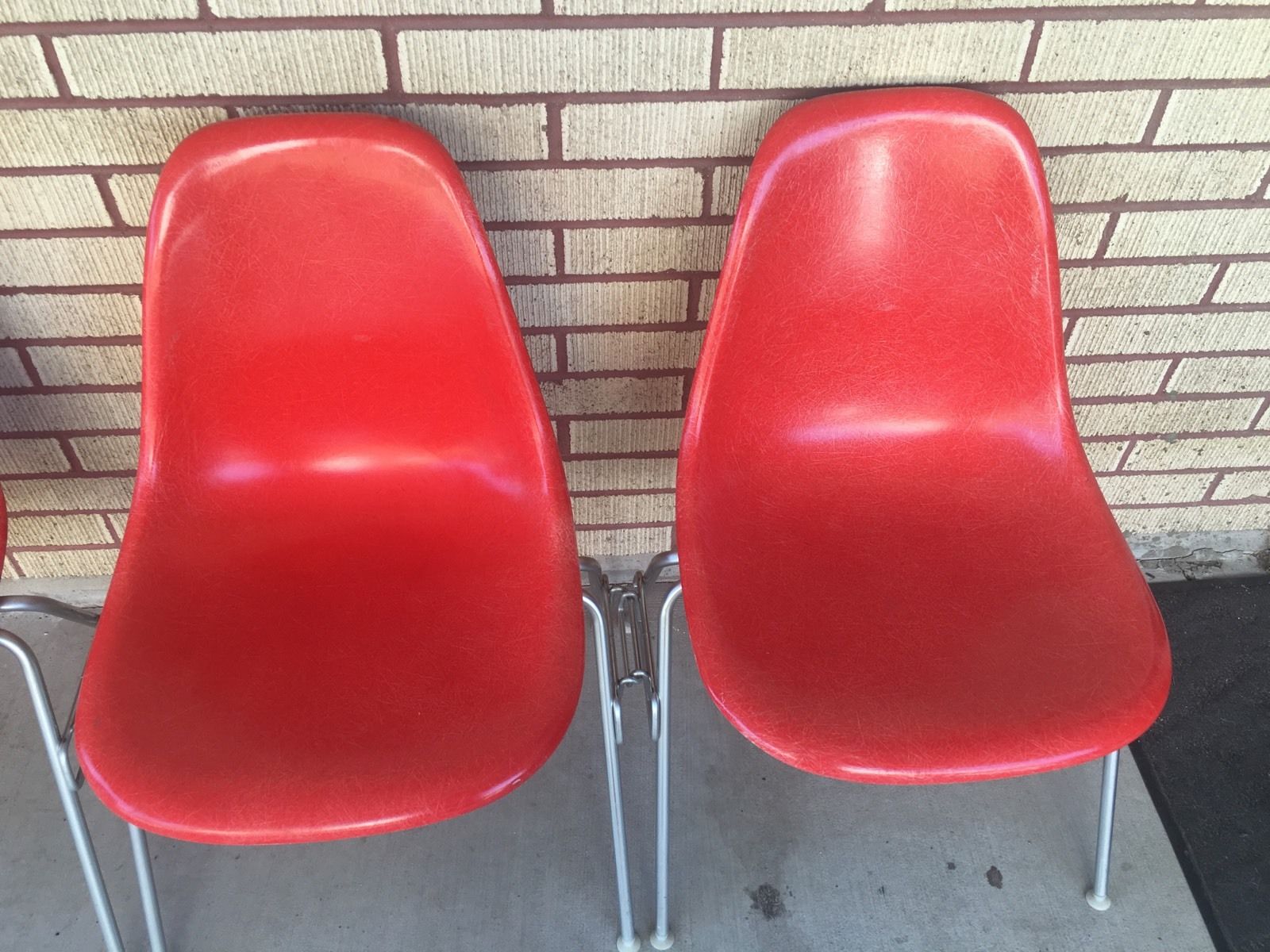 Original Red Herman Miller Fiberglass Side Shell Chair By Charles Eames