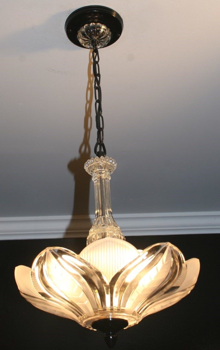 Antique frosted glass custom art deco light fixture ceiling chandelier sunflower
