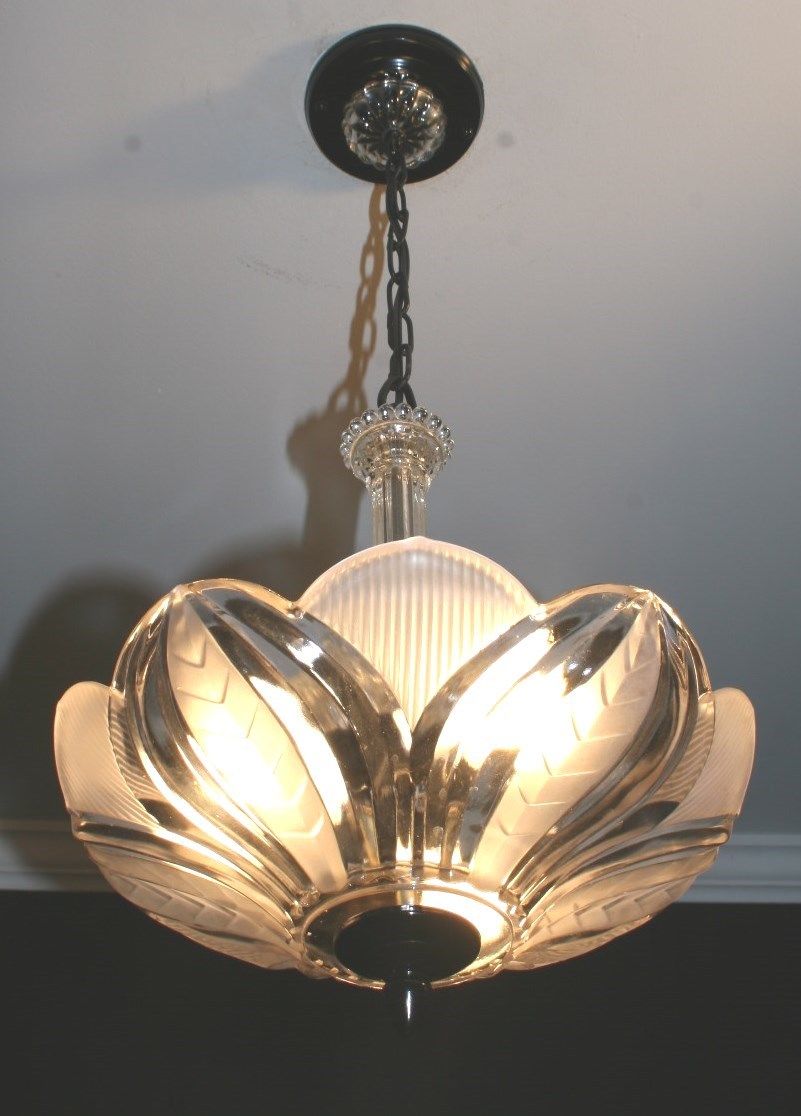 Antique frosted glass custom art deco light fixture ceiling chandelier sunflower