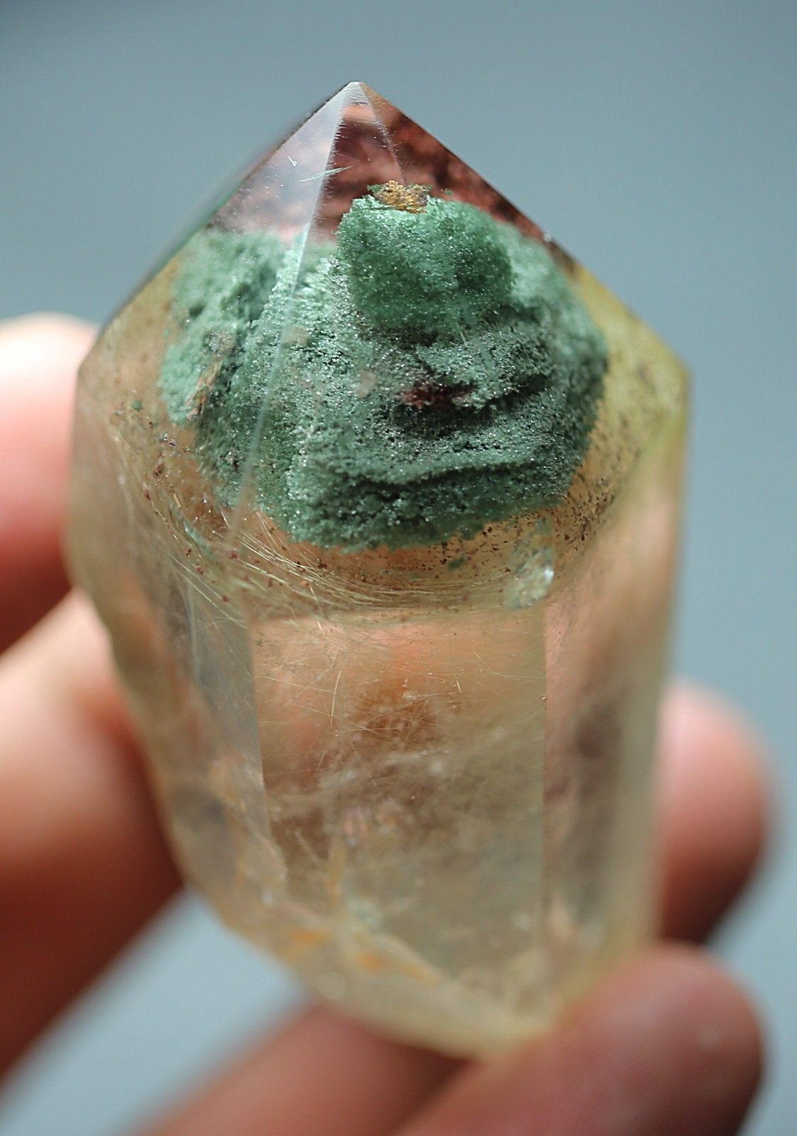 73.5g Natural Beautiful Green Ghost  QUARTZ Crystal Polished Specimen