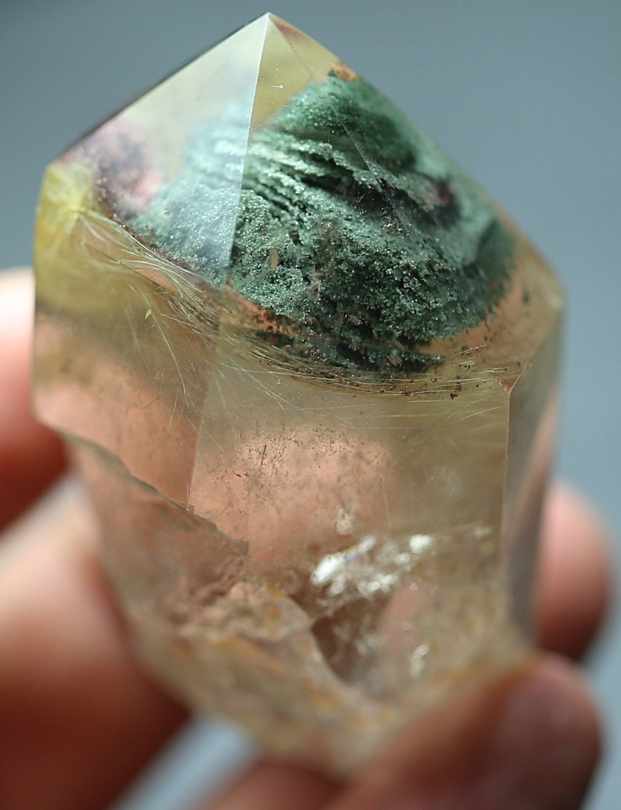 73.5g Natural Beautiful Green Ghost  QUARTZ Crystal Polished Specimen