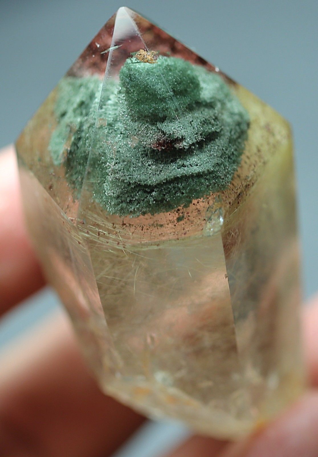 73.5g Natural Beautiful Green Ghost  QUARTZ Crystal Polished Specimen