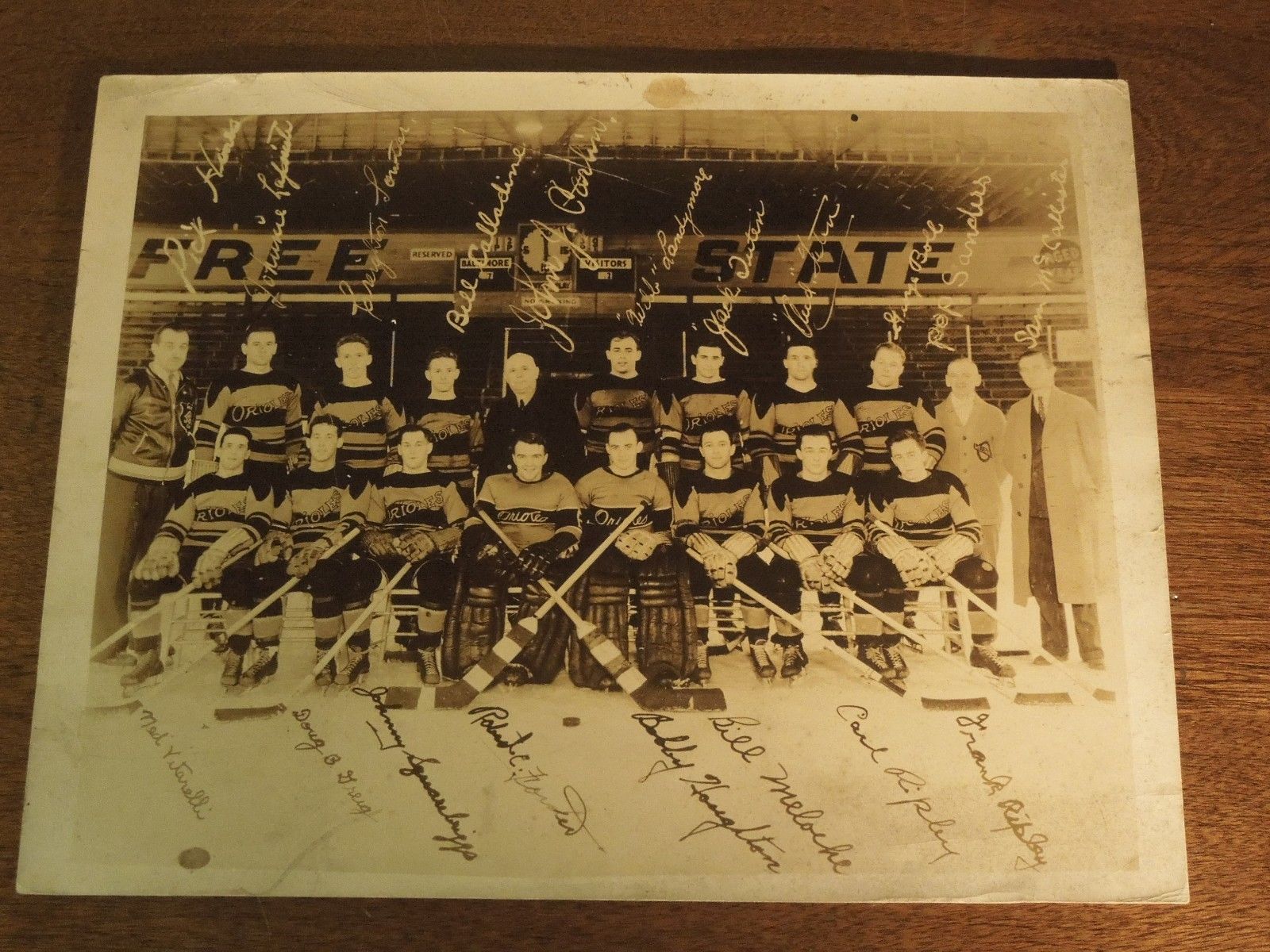 Vintage Baltimore Orioles Hockey Team Autographed Photograph Print