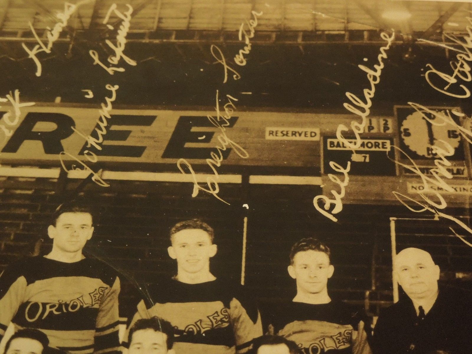 Vintage Baltimore Orioles Hockey Team Autographed Photograph Print