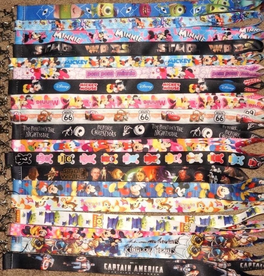 Disney World Pin Trading Lot Lanyard Starter Set With 3 Lanyards and 50 Pins