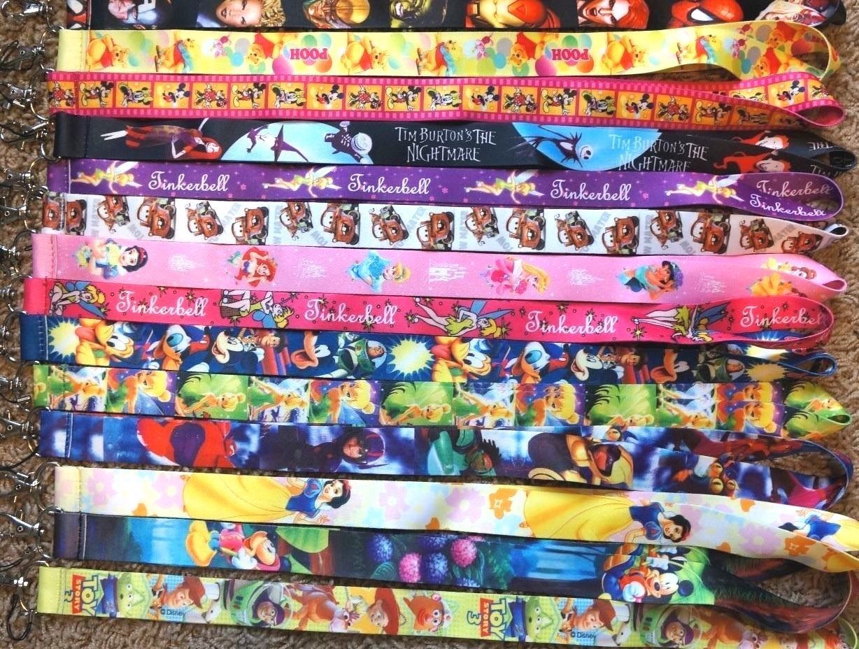 Disney World Pin Trading Lot Lanyard Starter Set With 3 Lanyards and 50 Pins