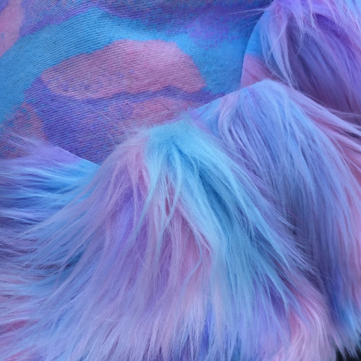 ' Pastel Puff ' - pastel pink, blue & lavender  - faux fur fabric - furaddiction