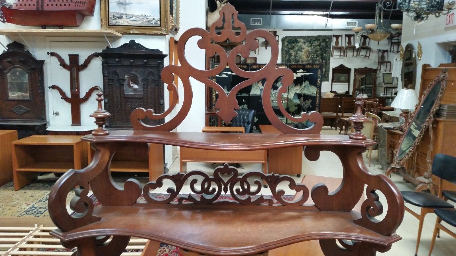 Antique Victorian  Carved Walnut Etagere